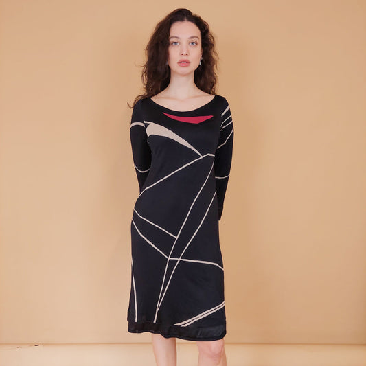 VIN-DR-30875 Vintage μαύρο φόρεμα 90's S-M