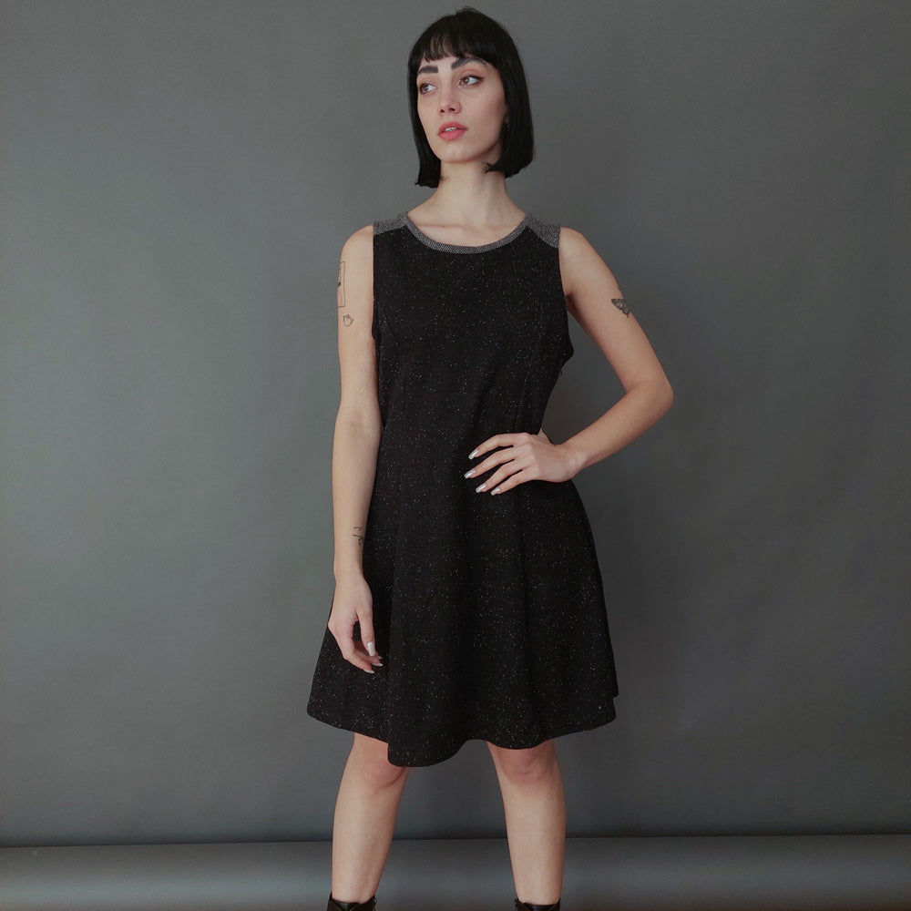 VIN-DR-26230 Vintage φόρεμα γκρι σκούρο M