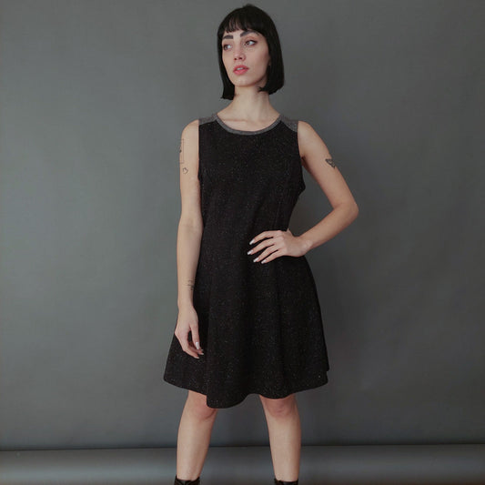 VIN-DR-26230 Vintage φόρεμα γκρι σκούρο M