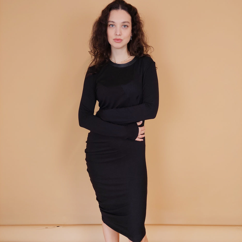 VIN-DR-30886 Vintage φόρεμα μαύρο βισκόζη M