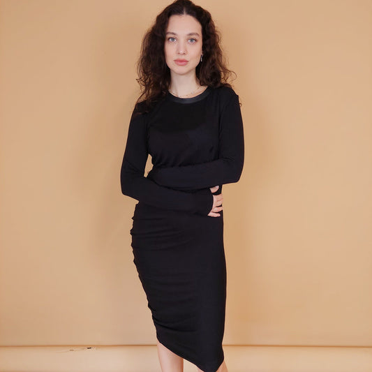 VIN-DR-30886 Vintage φόρεμα μαύρο βισκόζη M