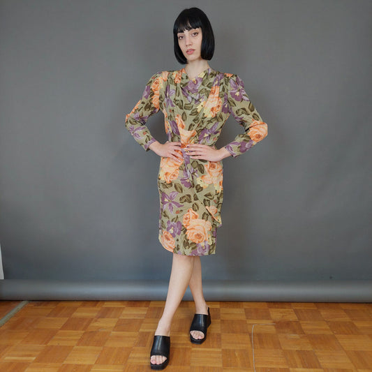 VIN-DR-27303 Vintage φόρεμα εμπριμέ M