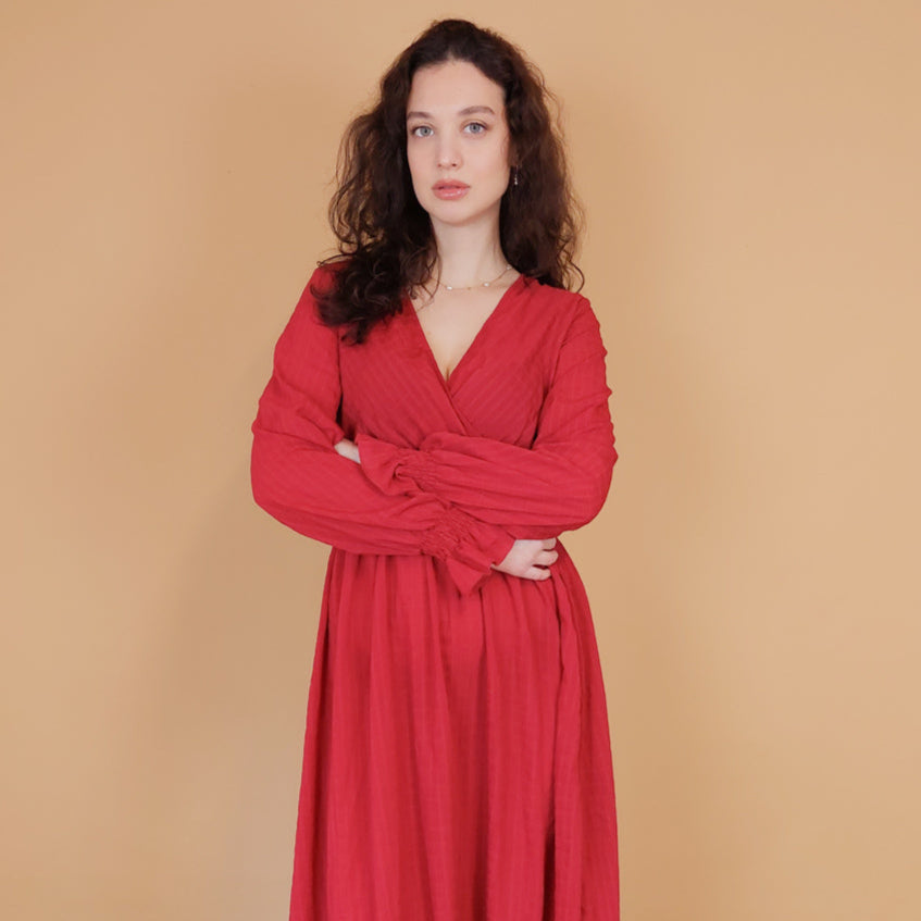 VIN-DR-30879 Vintage φόρεμα κόκκινο S-M