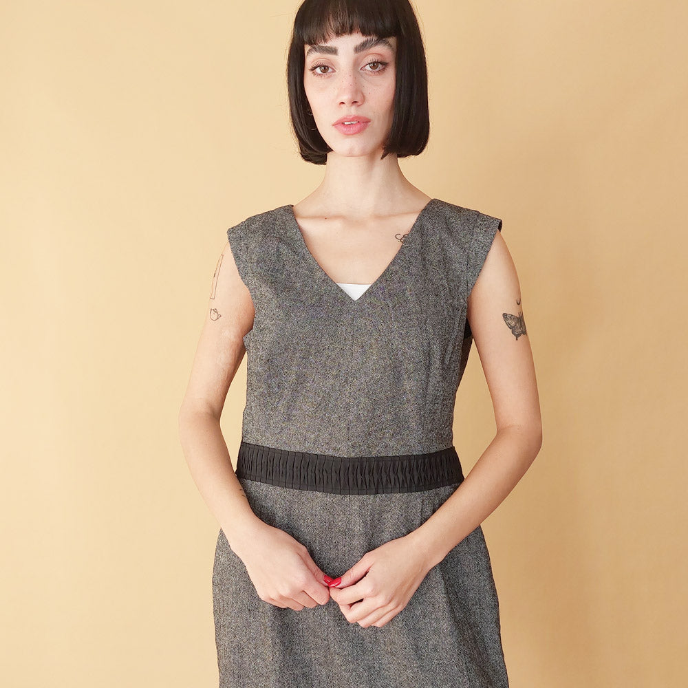 VIN-DR-25276 Vintage φόρεμα γκρι L-XL