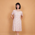 VIN-DR-27432 Vintage φόρεμα floral λευκό ροζ M-L