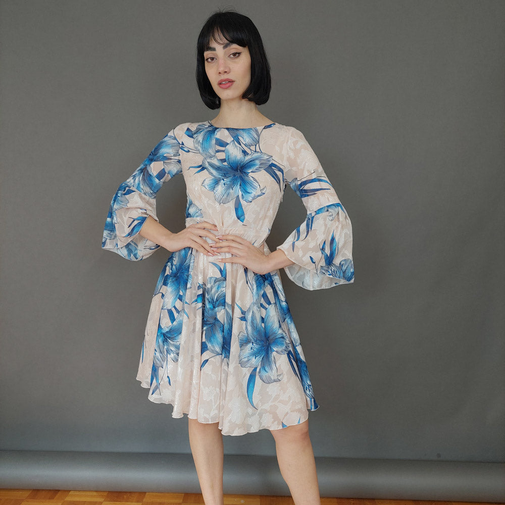 VIN-DR-27002 Vintage φόρεμα εμπριμέ S-M