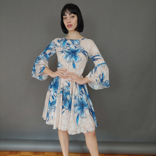 VIN-DR-27002 Vintage φόρεμα εμπριμέ S-M