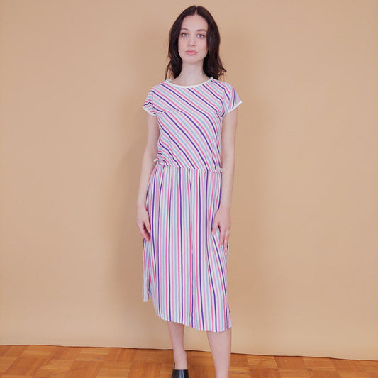 VIN-DR-31389 Vintage φόρεμα ριγέ M