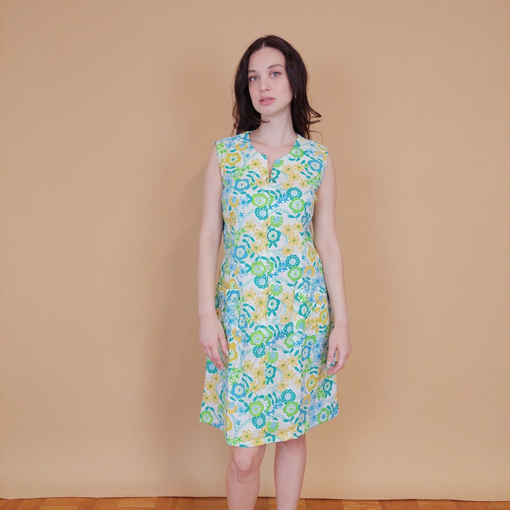 VIN-DR-31394 Vintage φόρεμα εμπριμέ S-M