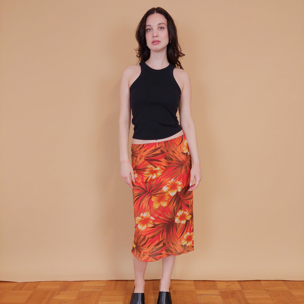 VIN-SKI-31372 Vintage φούστα εμπριμέ Μ-L