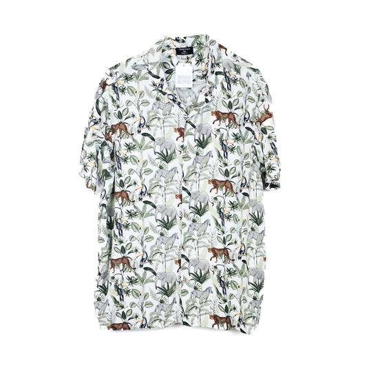 VIN-SHI-31896 Vintage πουκάμισο βισκόζη hawaiian print M