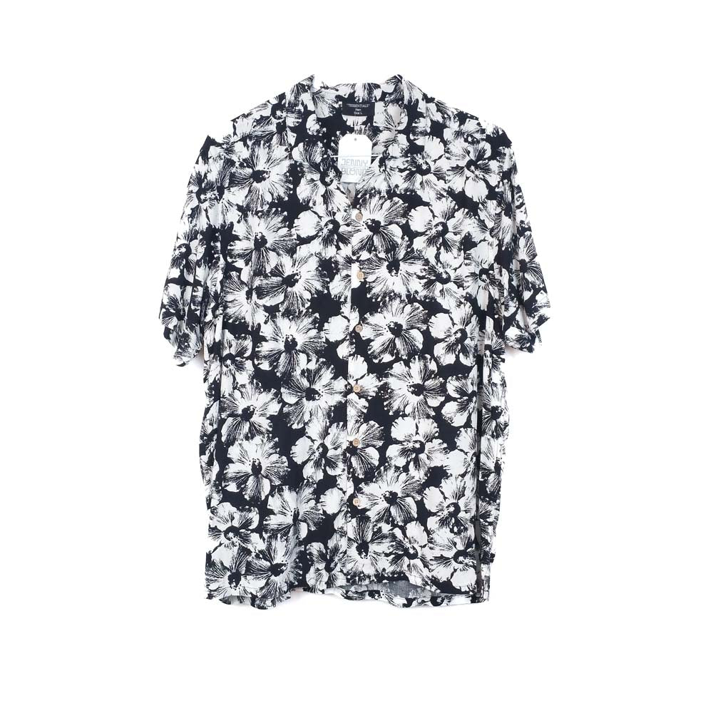 VIN-SHI-31803 Vintage πουκάμισο βισκόζη hawaiian print S