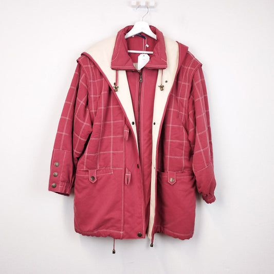 VIN-OUTW-32308 Vintage πανωφόρι κερασί Yessica XL