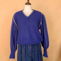 VIN-KNIT-35687 Vintage πλεκτή μπλούζα μοχέρ ηλεκτρίκ 90's style M-L