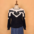 VIN-KNIT-35739 Vintage πλεκτή μπλούζα με κεντήματα M
