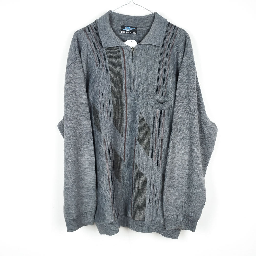 VIN-KNIT-28449 Vintage πλεκτή μπλούζα γκρι L