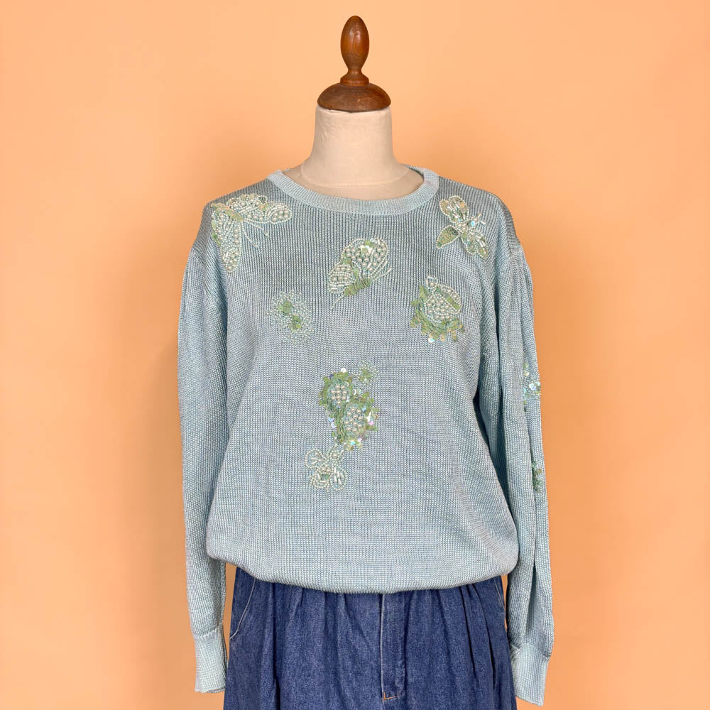 VIN-KNIT-35747 Vintage πλεκτή μπλούζα 90's style M-L
