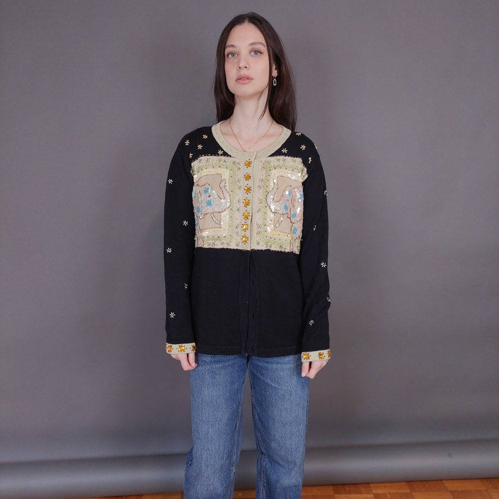 VIN-KNIT-33240 Vintage πλεκτή ζακέτα S