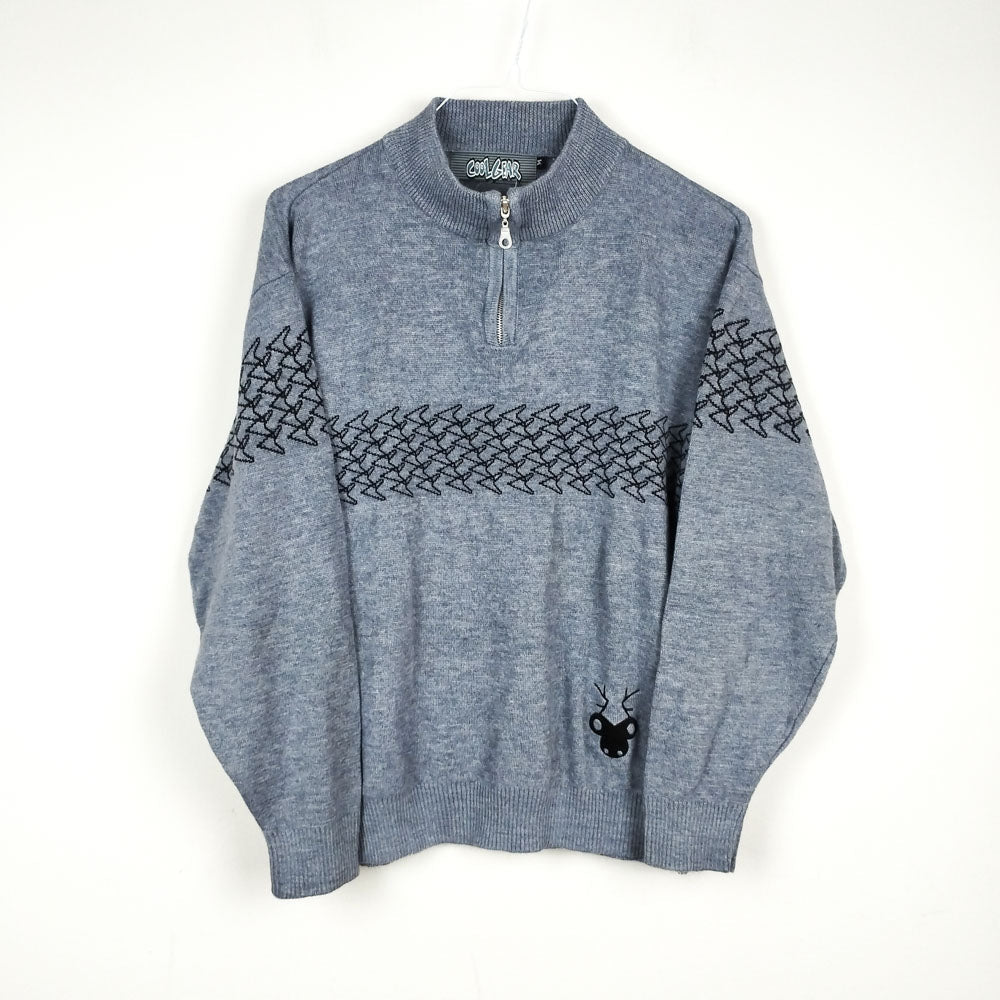 VIN-KNIT-28425 Vintage πλεκτή μπλούζα με φερμουάρ Μ