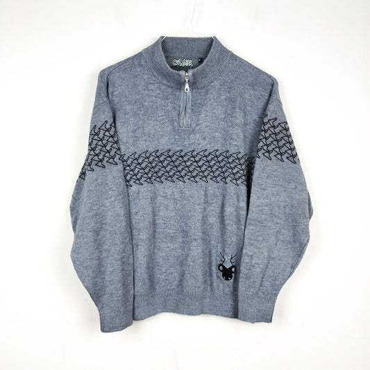 VIN-KNIT-28425 Vintage πλεκτή μπλούζα με φερμουάρ Μ