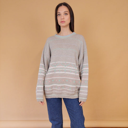 VIN-KNIT-28695 Vintage πλεκτή μπλούζα γκρι XL