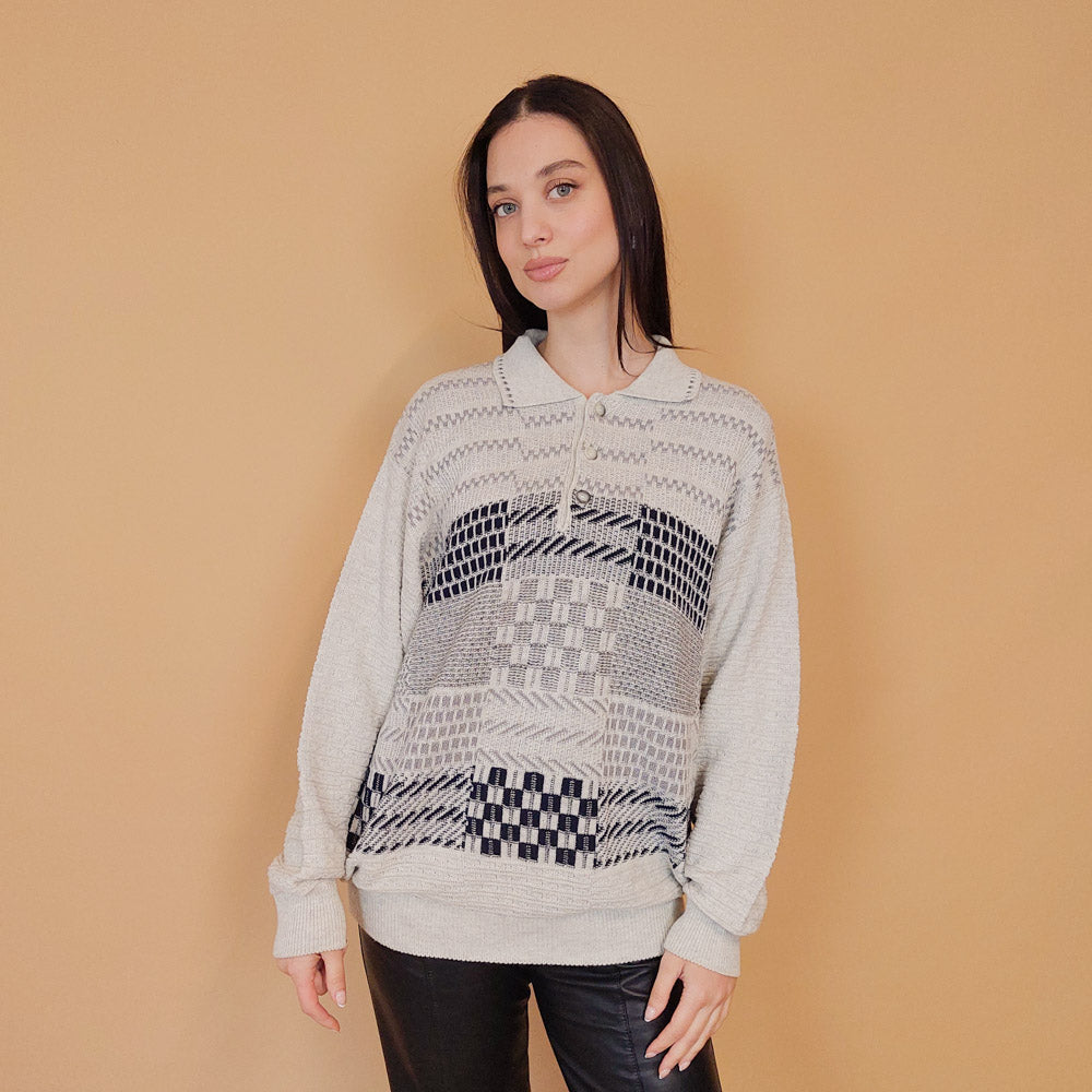 VIN-KNIT-29728 Vintage μπλούζα πλεκτή L