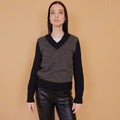 VIN-KNIT-29712 Vintage μπλούζα πλεκτή μαύρη S