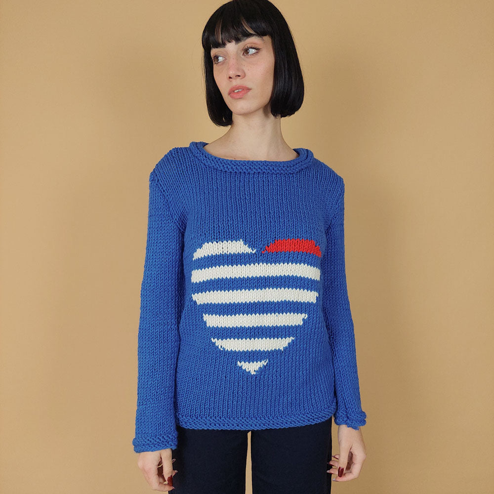 VIN-KNIT-25723 Vintage πλεκτό μπλε M