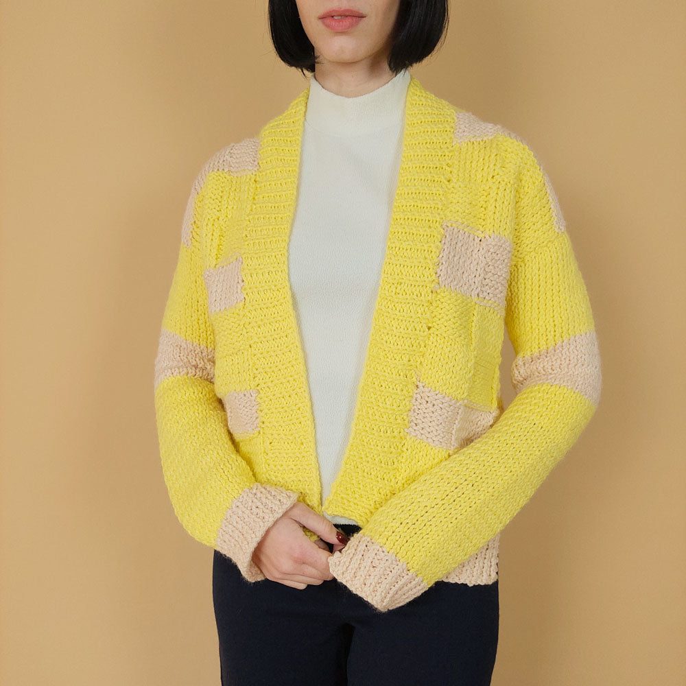 VIN-KNIT-25725 Vintage πλεκτή ζακέτα handmade S-M