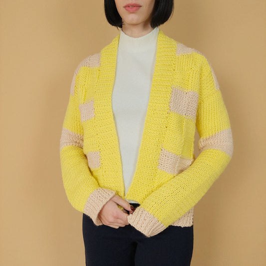 VIN-KNIT-25725 Vintage πλεκτή ζακέτα handmade S-M