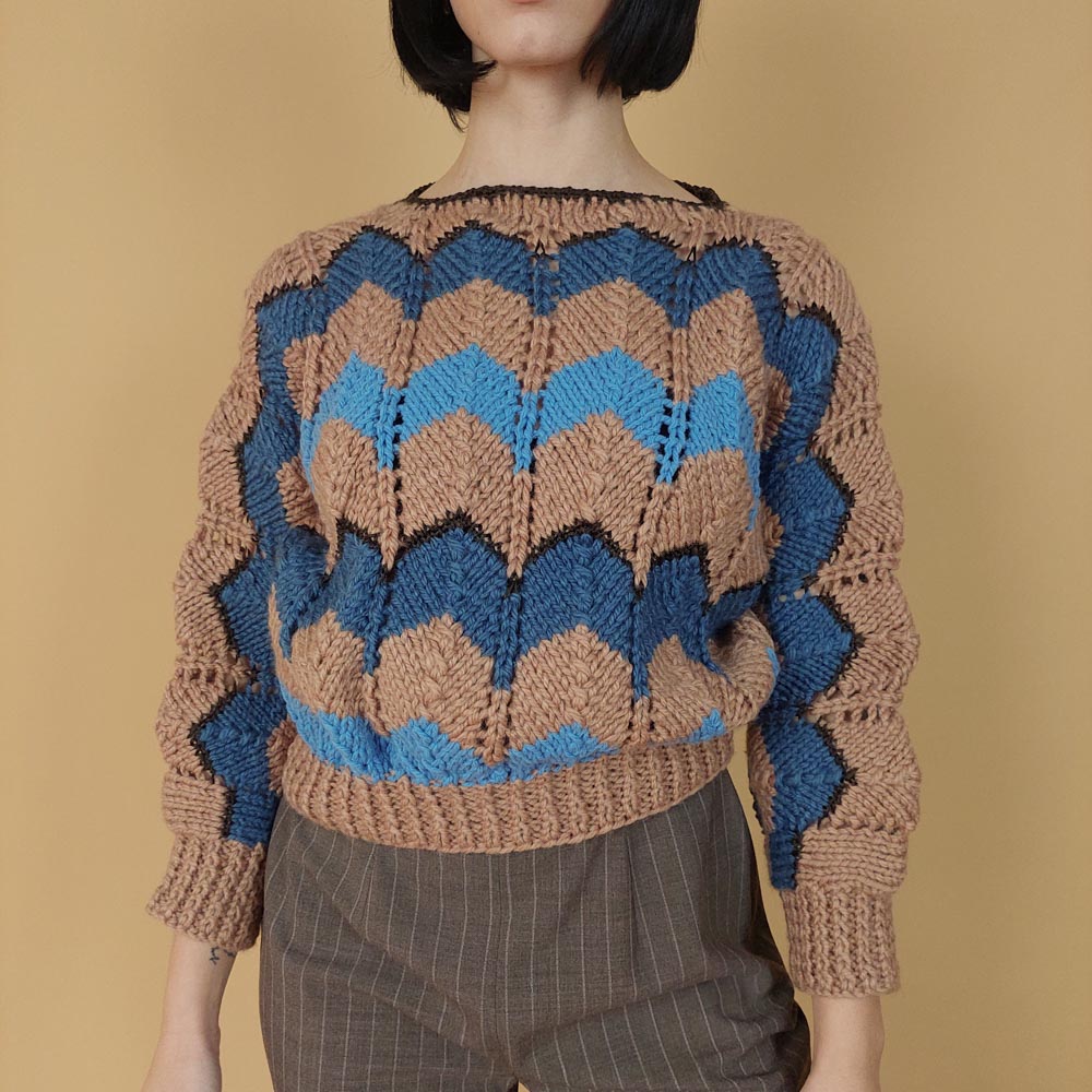 VIN-KNIT-25728 Vintage πλεκτό handmade S