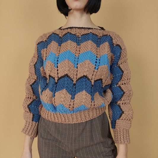 VIN-KNIT-25728 Vintage πλεκτό handmade S