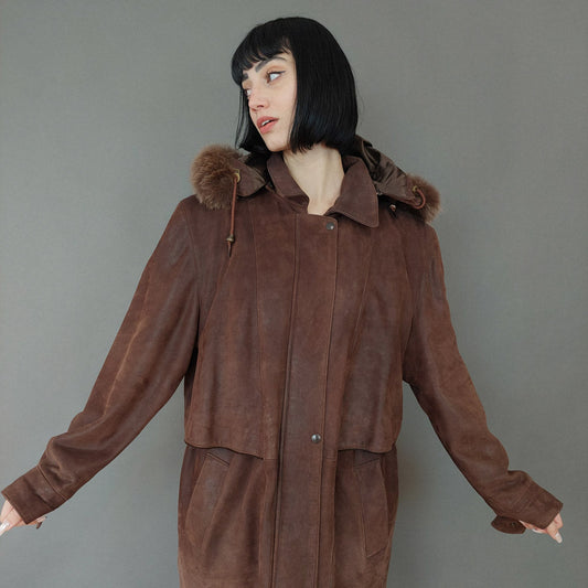 VIN-OUTW-26428 Vintage suede τζάκετ parka ΧL