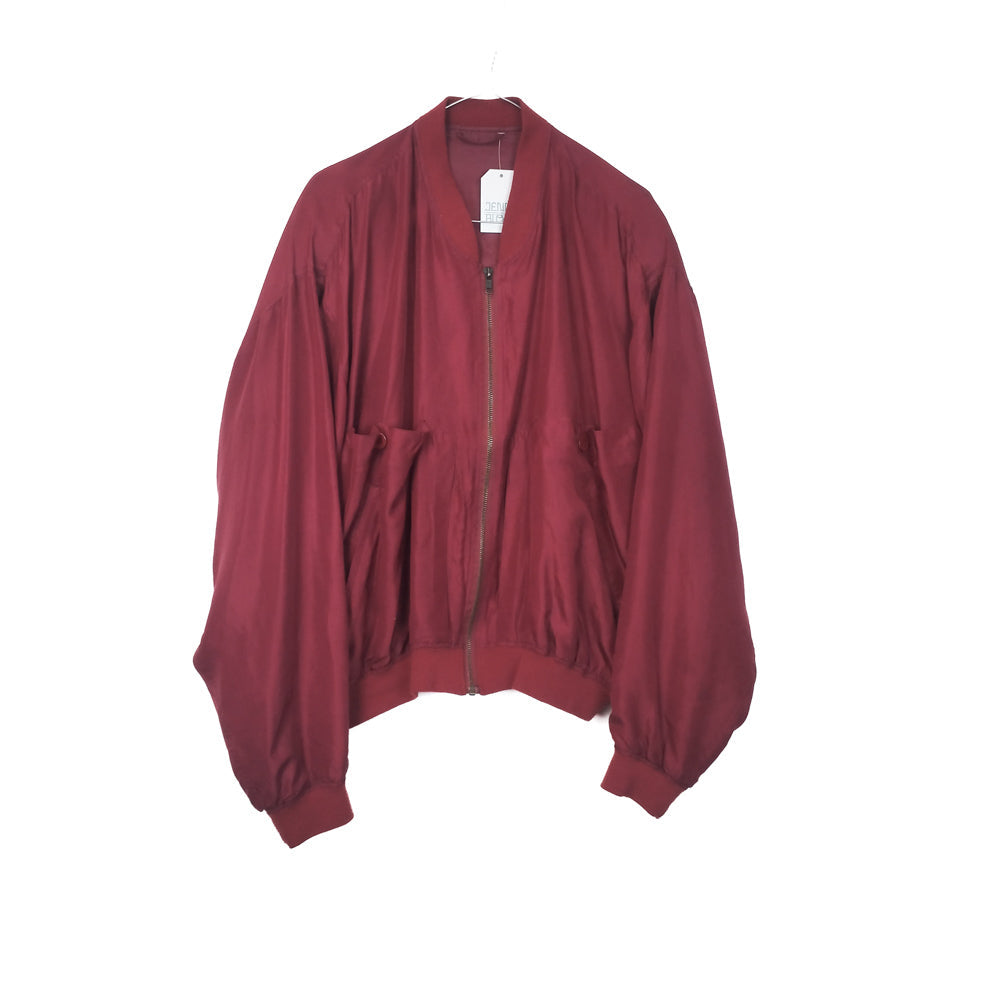 VIN-OUTW-34606 Vintage μπορντό μεταξωτό bomber jacket S-M