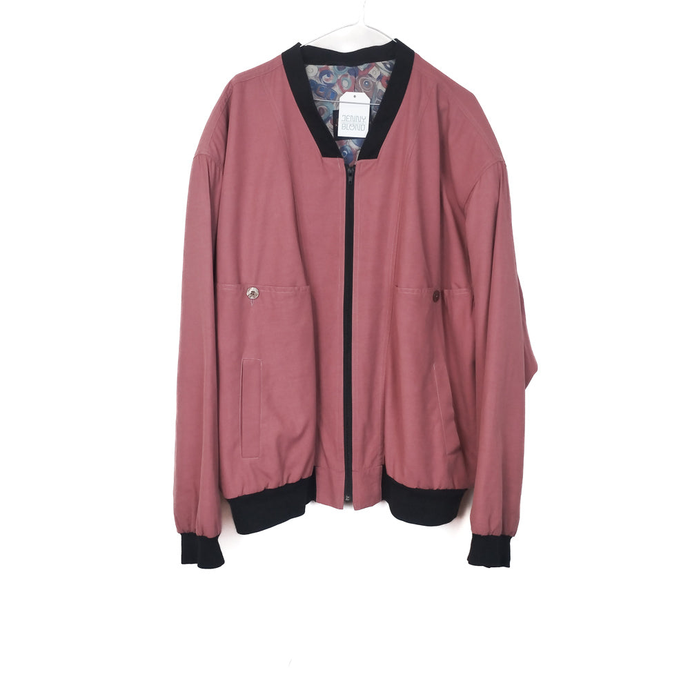 VIN-OUTW-34607 Vintage μπορντό μεταξωτό bomber jacket L-XL