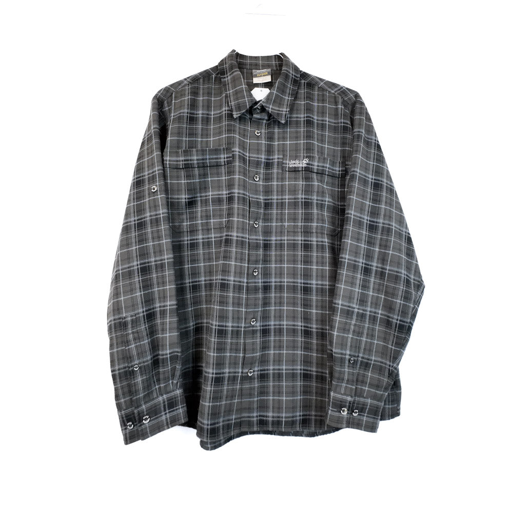 VIN-SHI-35642 Preloved πουκάμισο καρό γκρι unisex Jack Wolfskin L