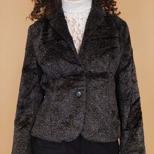 VIN-OUTW-29165 Vintage σακάκι καφέ μαύρο S