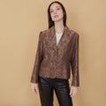 VIN-OUTW-29777 Vintage σακάκι καφέ-χρυσό M-L