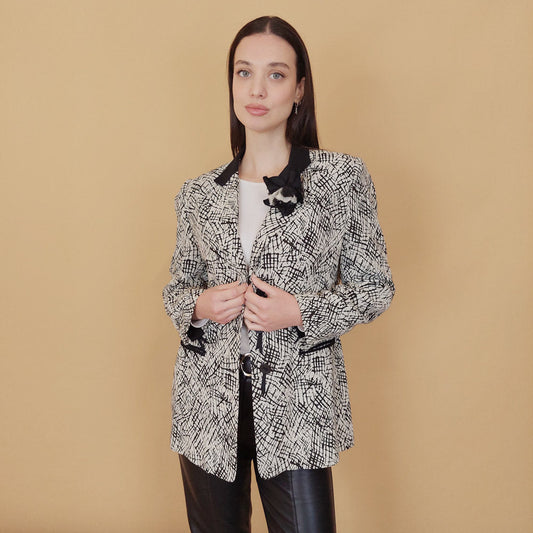 VIN-OUTW-29780 Vintage σακάκι ασπρόμαυρο S