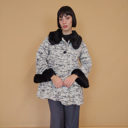 VIN-OUTW-29368 Vintage ημίπαλτο με γούνα S