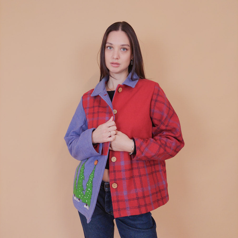 VIN-OUTW-32498 Vintage μάλλινο πανωφόρι S-M