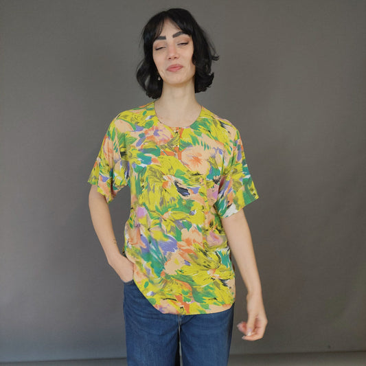 VIN-BLO-26810 Vintage μπλούζα floral L