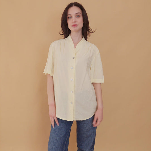 VIN-BLO-31355 Vintage κίτρινο τοπ βισκόζη M