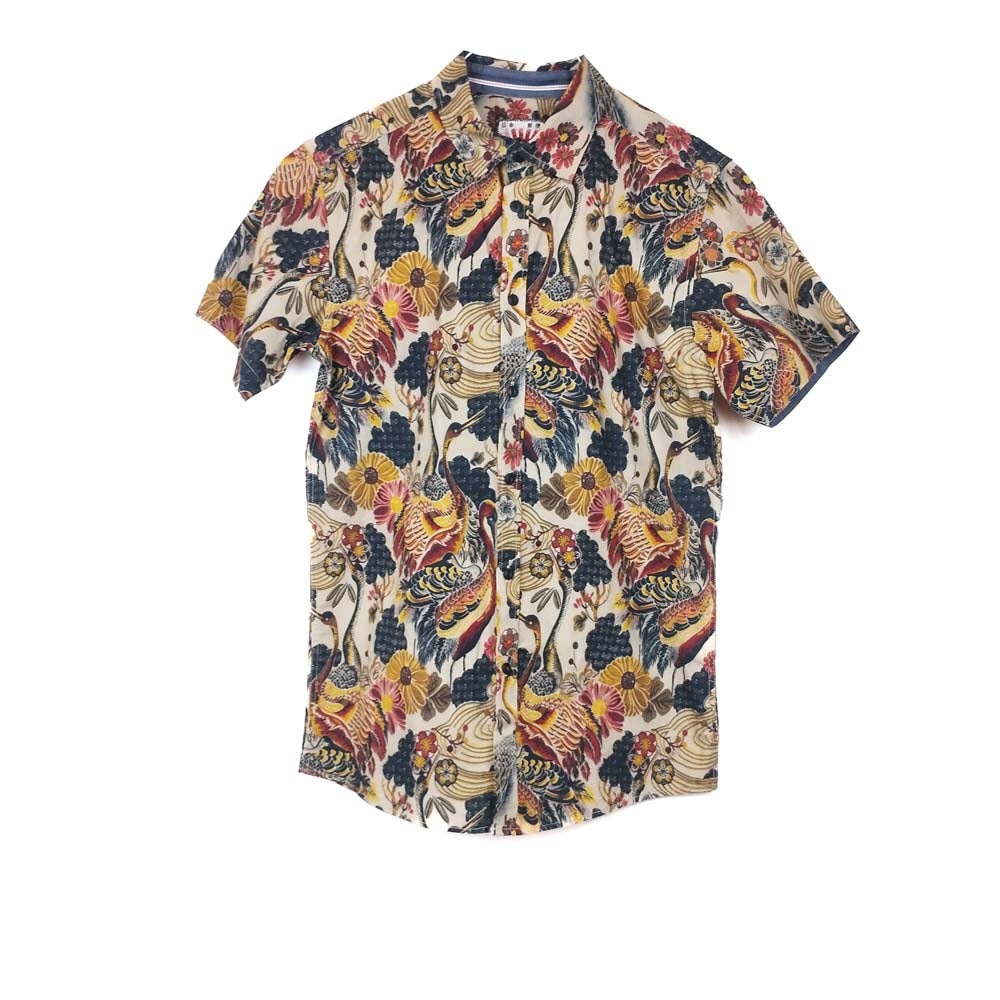 VIN-SHI-31959 Vintage πουκάμισο βαμβακερό japanese print S