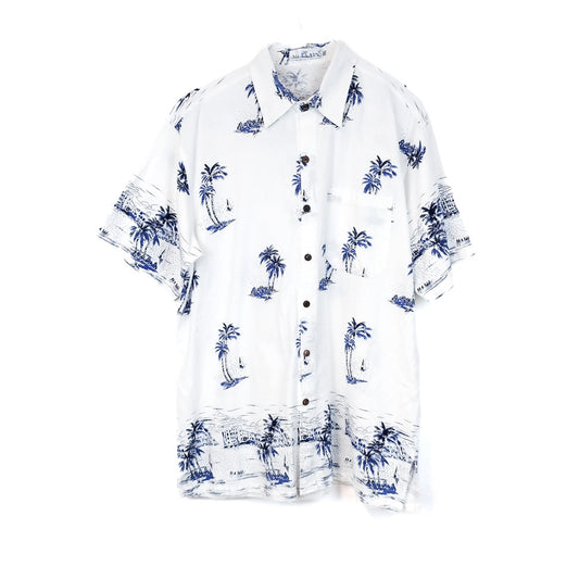 VIN-SHI-31830 Vintage πουκάμισο βαμβακερό hawaiian print L
