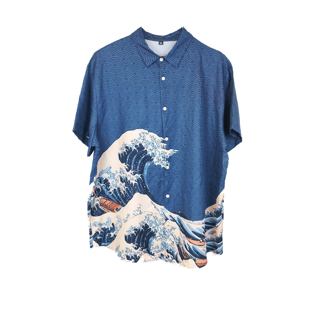 VIN-SHI-31827 Vintage πουκάμισο japanese print XL