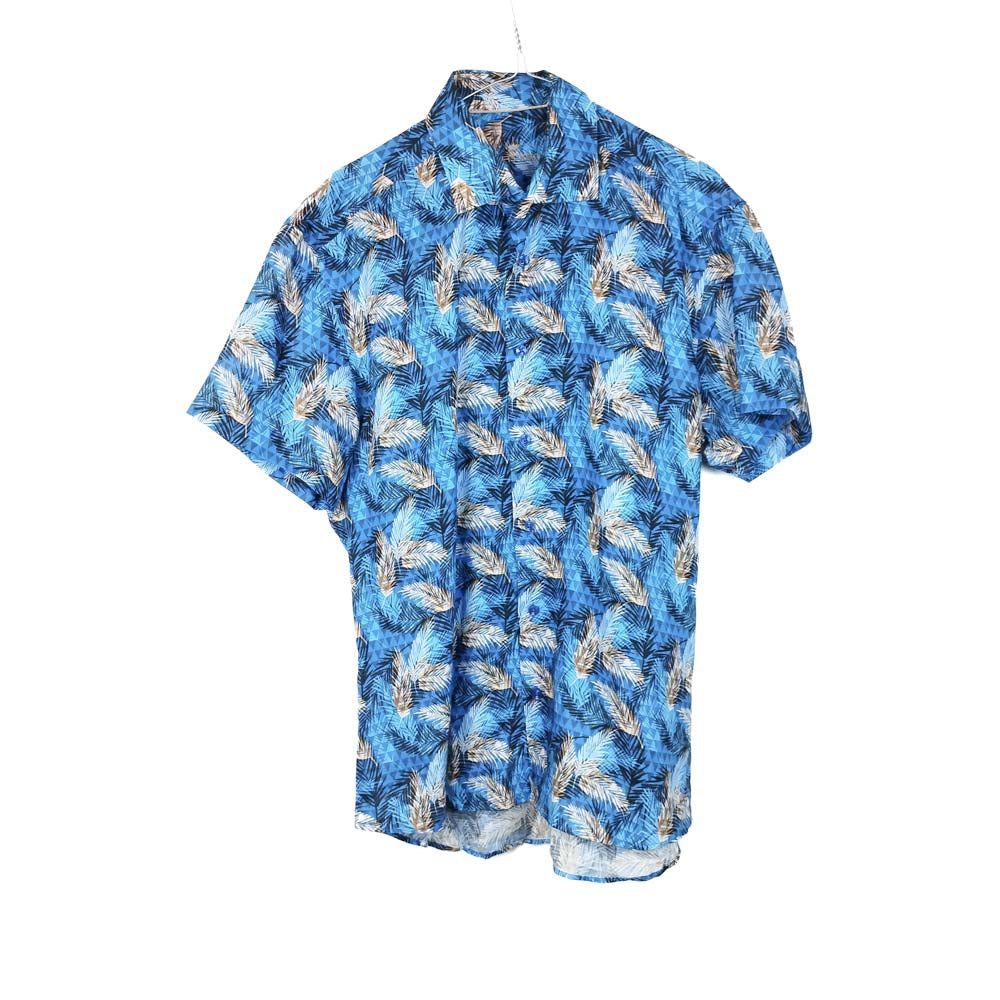 VIN-SHI-31925 Vintage πουκάμισο λινό hawaiian print M