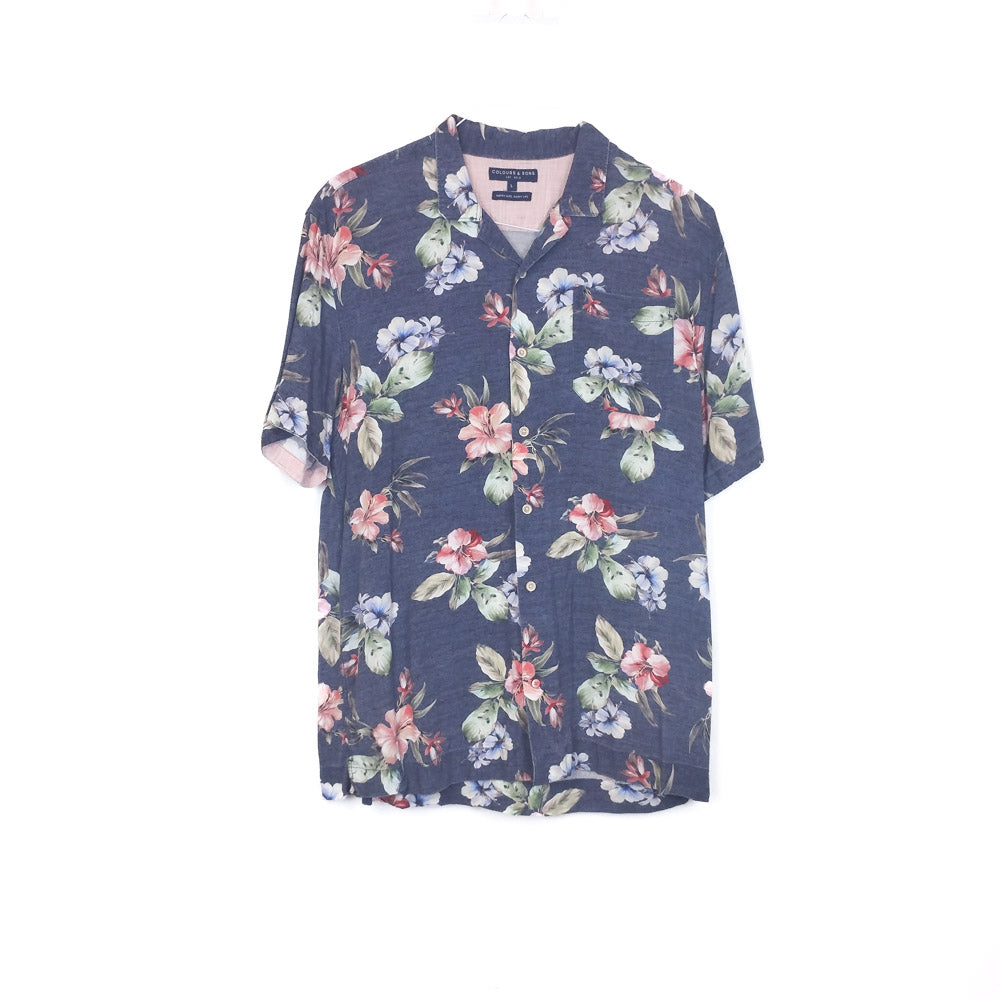 VIN-SHI-35256 Vintage πουκάμισο βισκόζη hawaiian style L