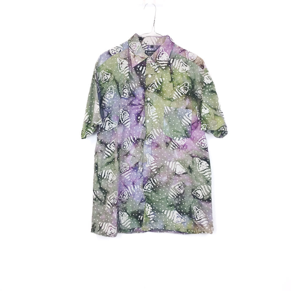 VIN-SHI-35257 Vintage πουκάμισο βαμβακερό crazy pattern M