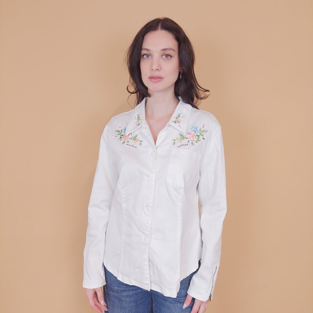 VIN-BLO-31423 Vintage πουκάμισο ντένιμ με κεντήματα M